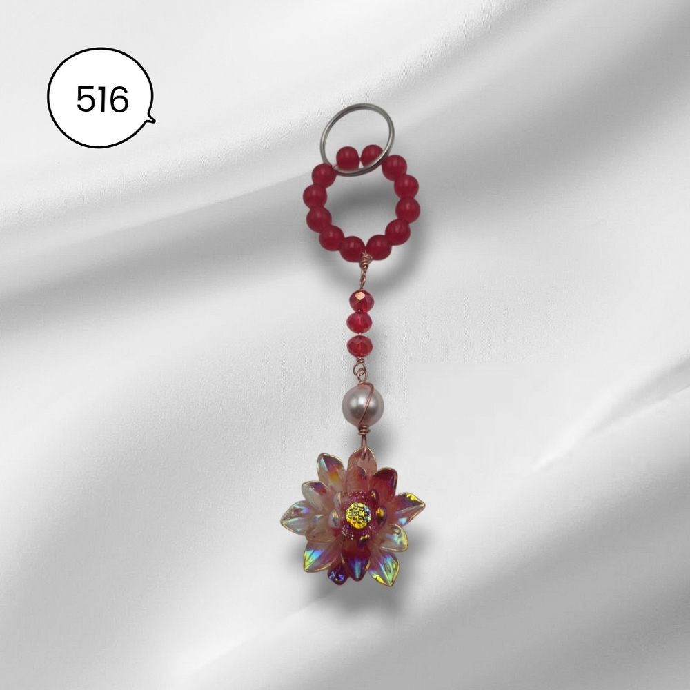 Handmade Beaded Flower Keychain